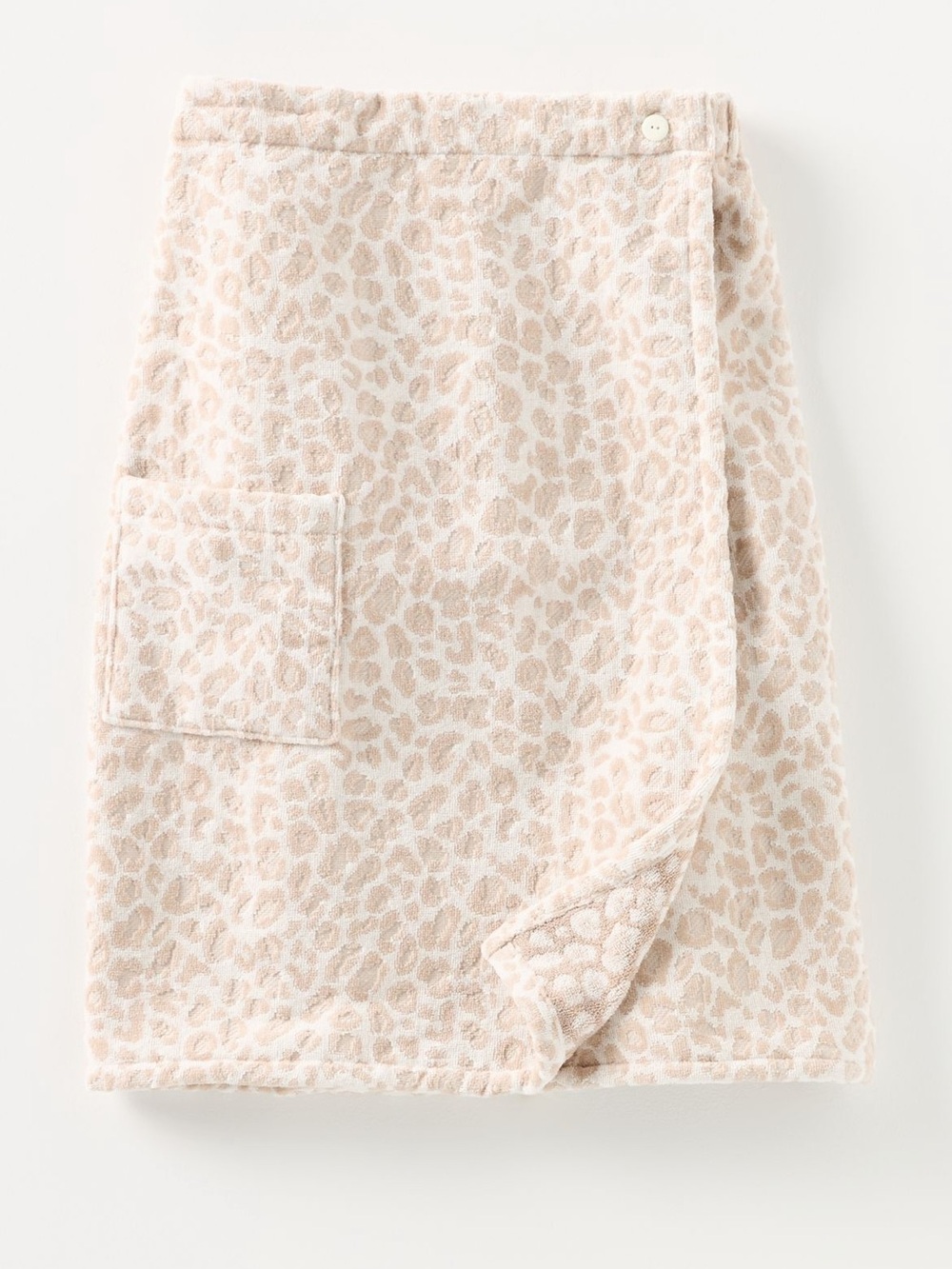 Cozy Lola Leopard-Print cotton velour Wrap Skirt in Pale Pink